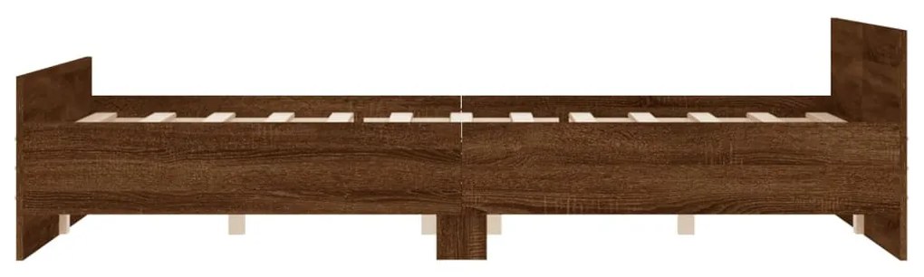 barna tölgyszínű fém ágykeret fej- és lábtámlával 120 x 200 cm