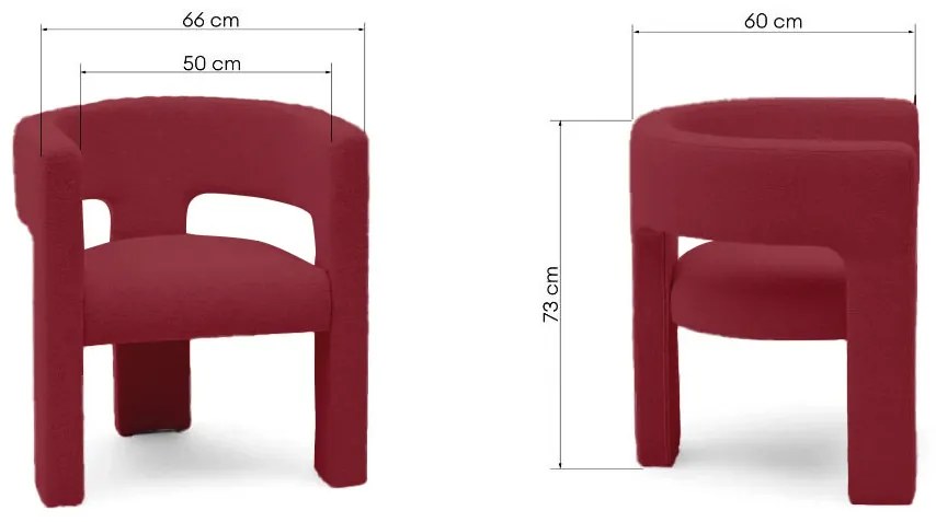 Bordó design kialakítású fotel ALPAH B VELVET