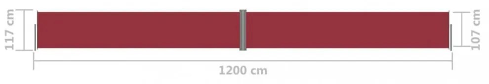 piros behúzható oldalsó napellenző 117 x 1200 cm