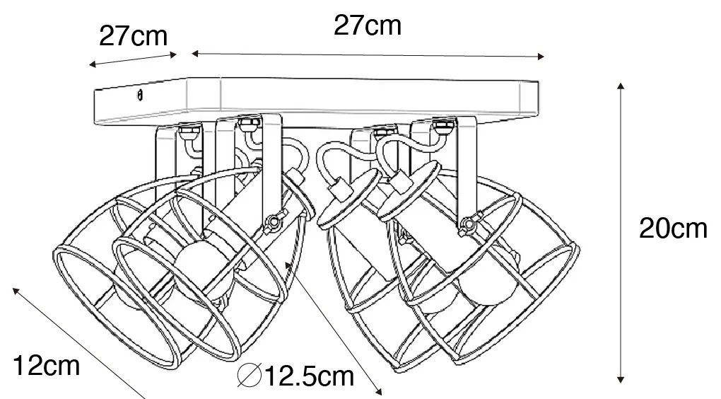 Ipari spotlámpa fa sötétszürke állítható 4-lámpás - Arthur