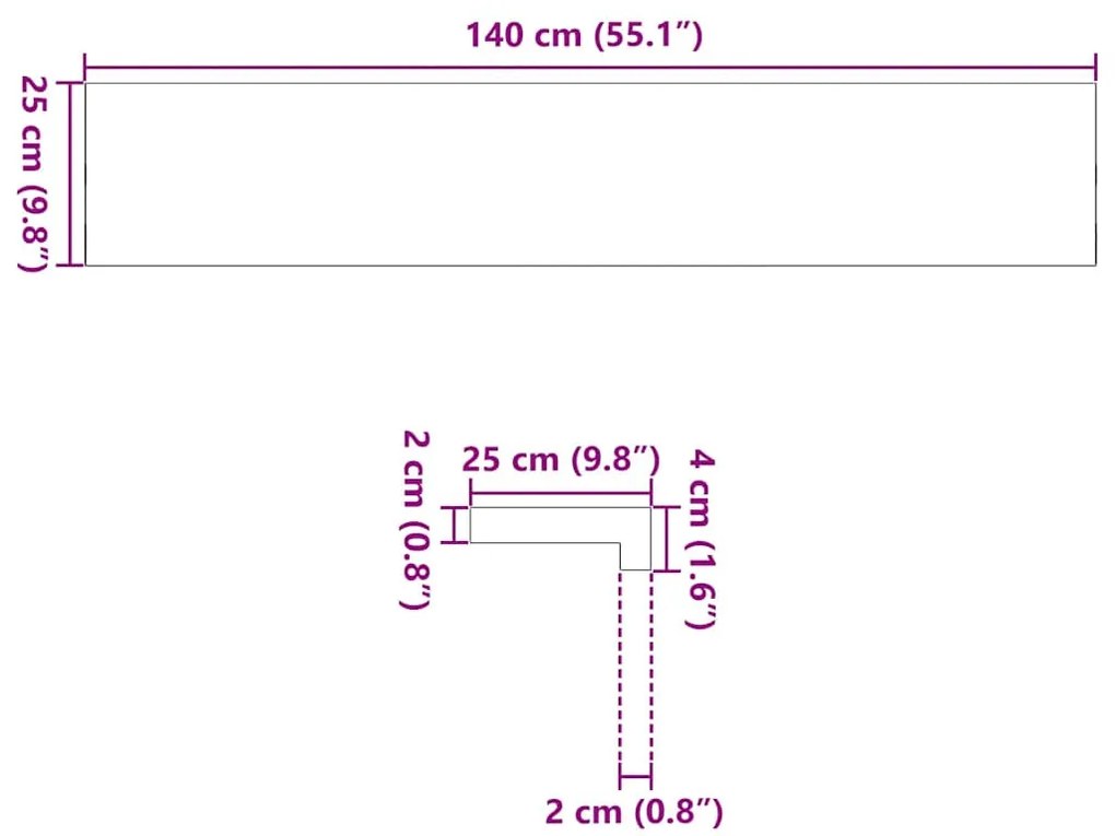 ablakpárkányok 2 db sötétbarna 140x25x2 cm tömör fa tölgyfa