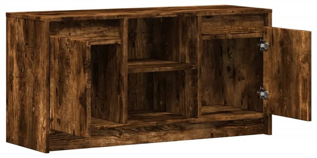 füstös tölgy színű szerelt fa LED-es TV-szekrény 100x34x50 cm