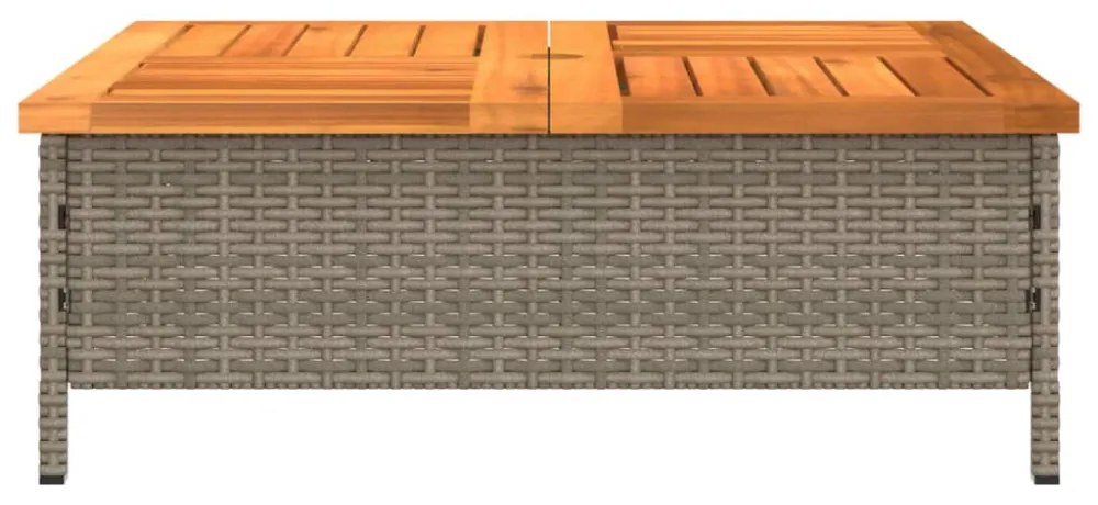 szürke polyrattan és akácfa napernyőtalp-burkolat 70x70x25 cm
