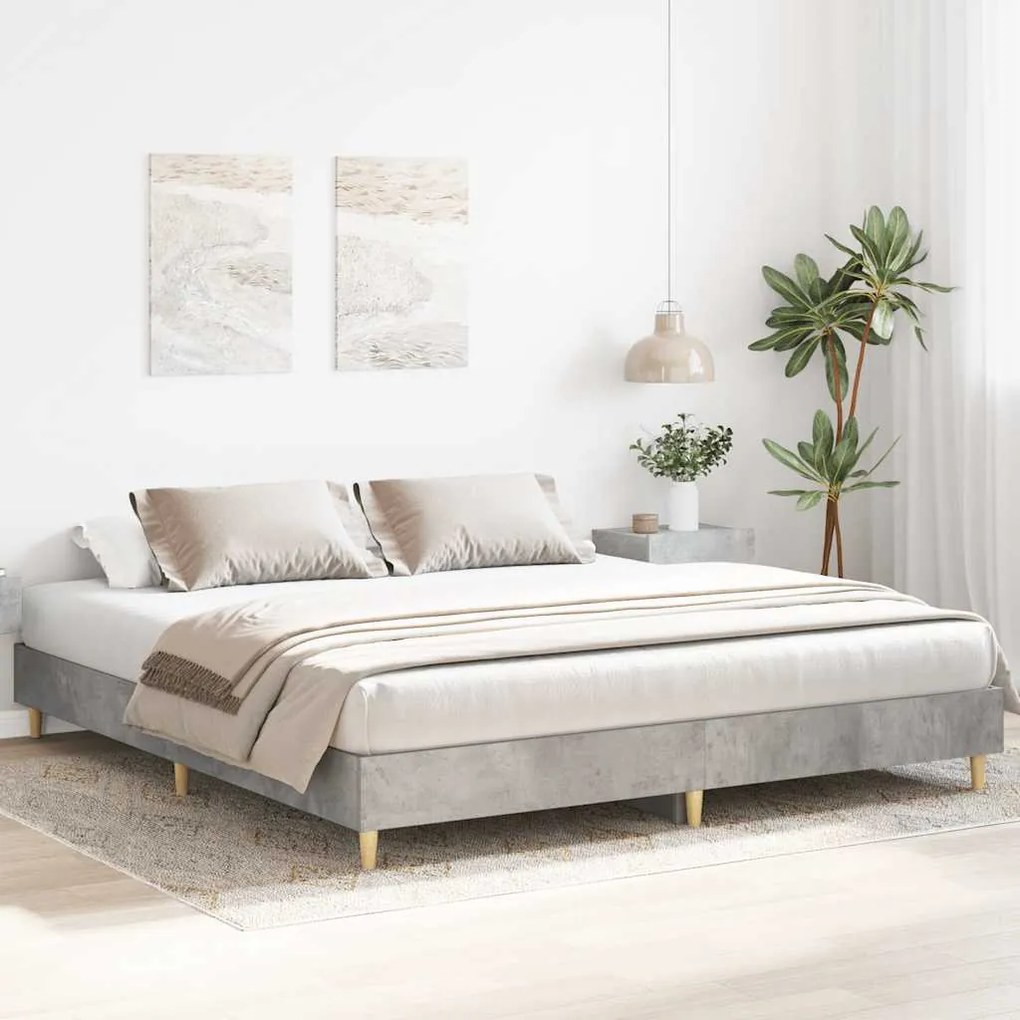 betonszürke szerelt fa ágykeret matrac nélkül 160x200 cm