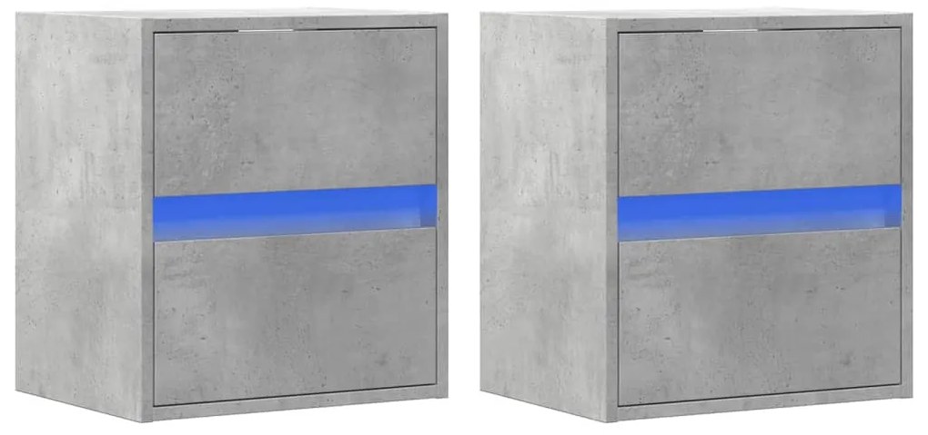 2 db betonszürke fali TV-szekrény LED-del 41 x 31 x 45 cm