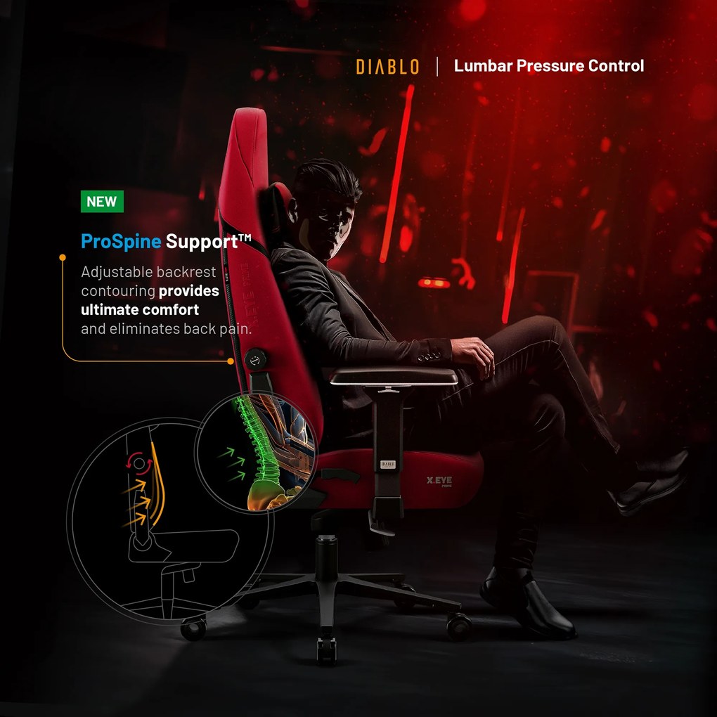 Gamer szék Normal Size piros-fekete: Diablo X-Eye Prime Bloody Mary