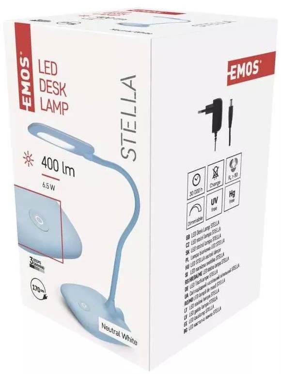 Világoskék LED szabályozható asztali lámpa (magasság 55 cm) Stella – EMOS