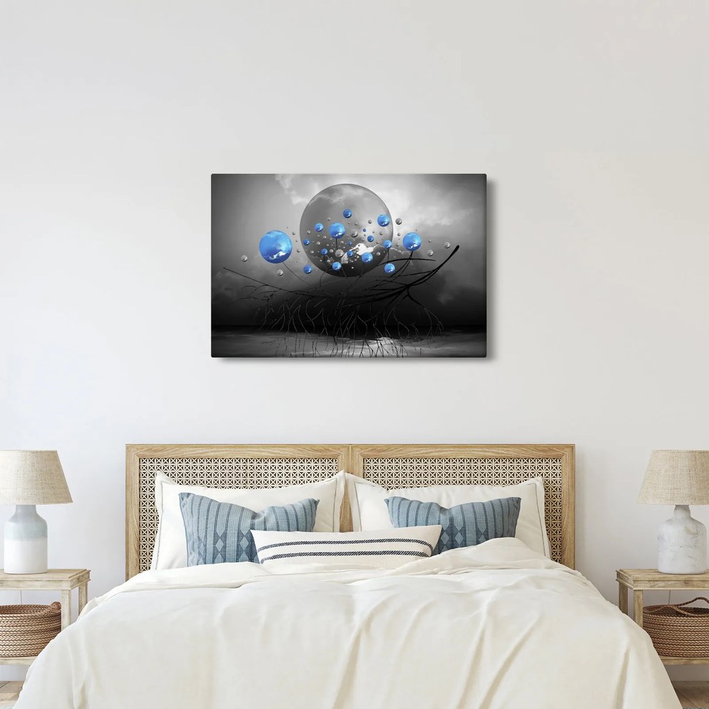 Kék absztrakt gömbök képe (90x60 cm)
