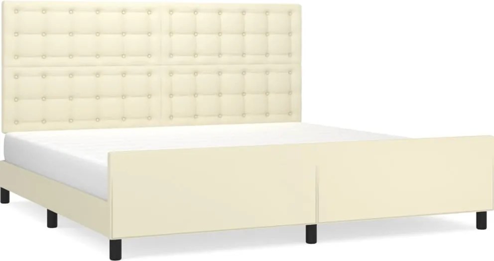 vidaXL krémszínű műbőr ágykeret fejtámlával 200 x 200 cm