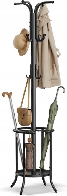 Ruhaakasztó Szabadon Álló Fém 12 Akasztós 175,5 cm Fekete Tinta