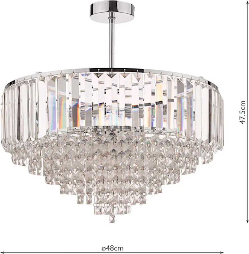 LAURA ASHLEY 3566049-Q VIENNA Kristály Mennyezeti Lámpa Csiszolt Króm, Átlátszó G9 IP20