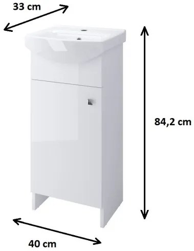 Cersanit Cersania + Sati, mosdószekrény Sati + mosdó Cersania 40 cm, fehér, S567-001-DSM