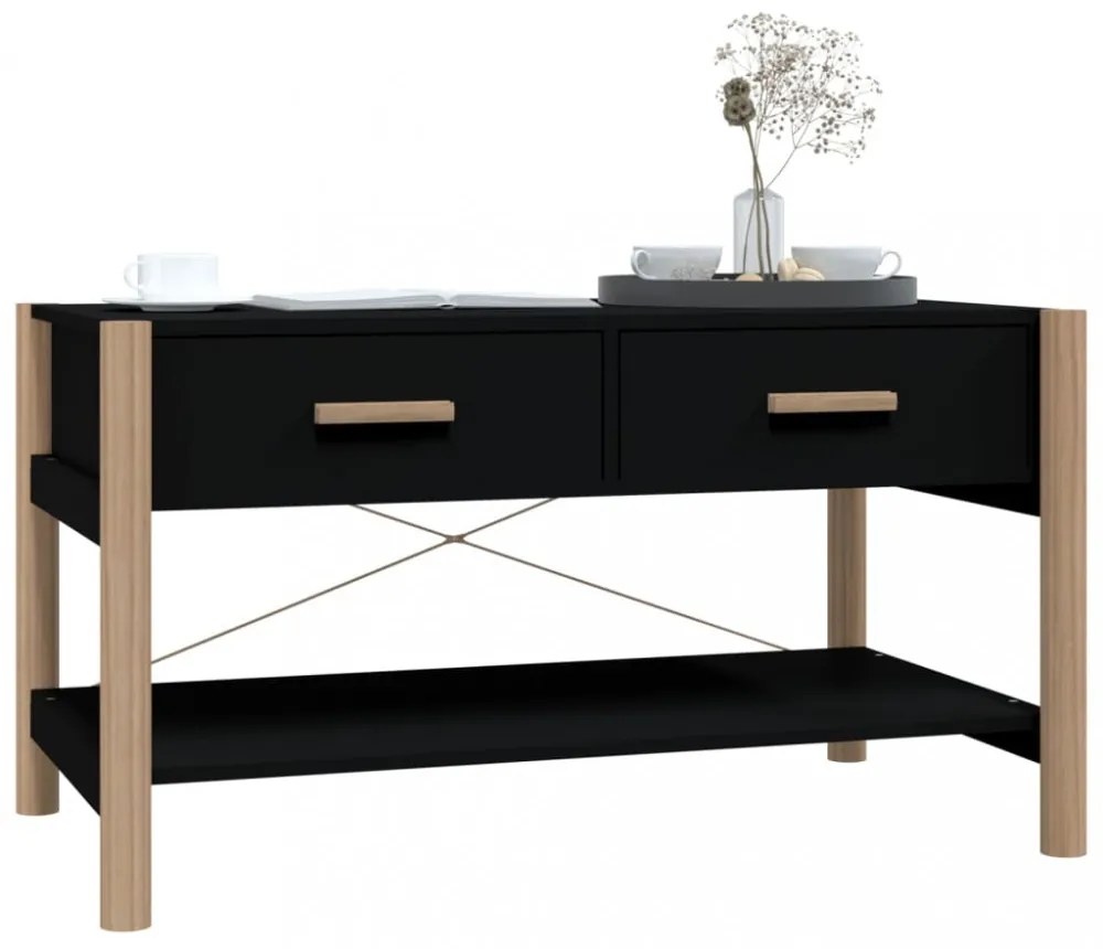 fekete szerelt fa dohányzóasztal 82 x 48 x 45 cm