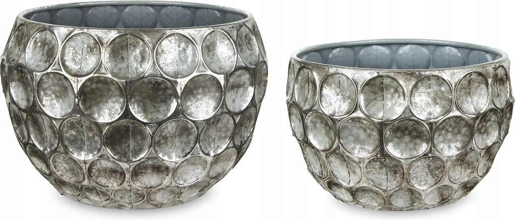 Fém kaspó fedél ezüst öregített kpl 2