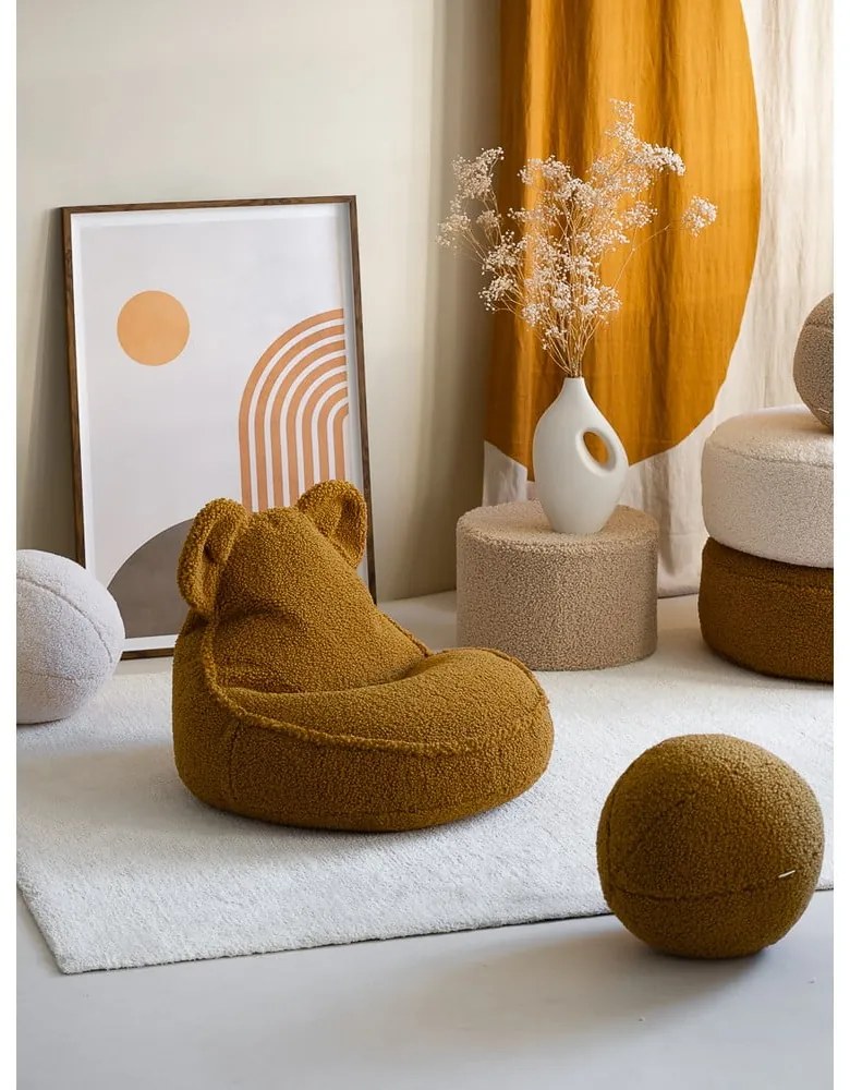 Barna buklé gyerek babzsákfotel Bear – Wigiwama