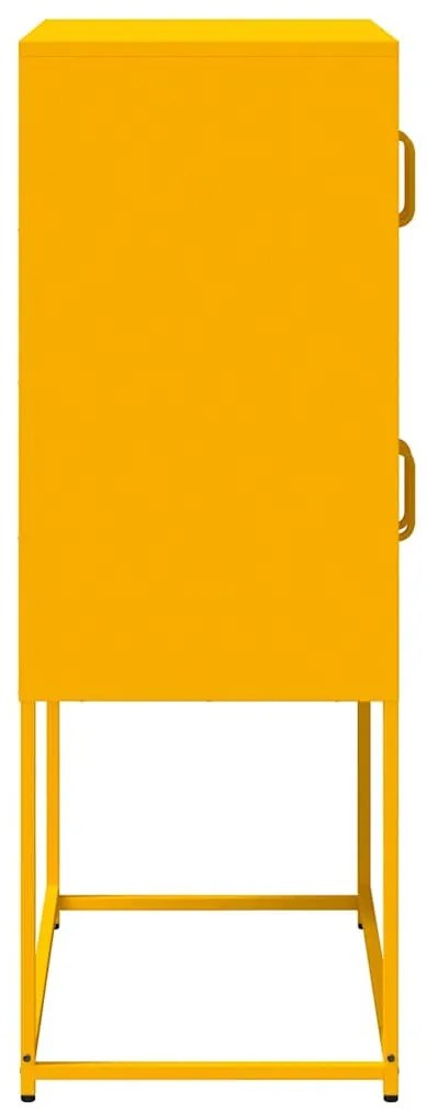 Highboard Mustársárga 68x39x107 cm Acél