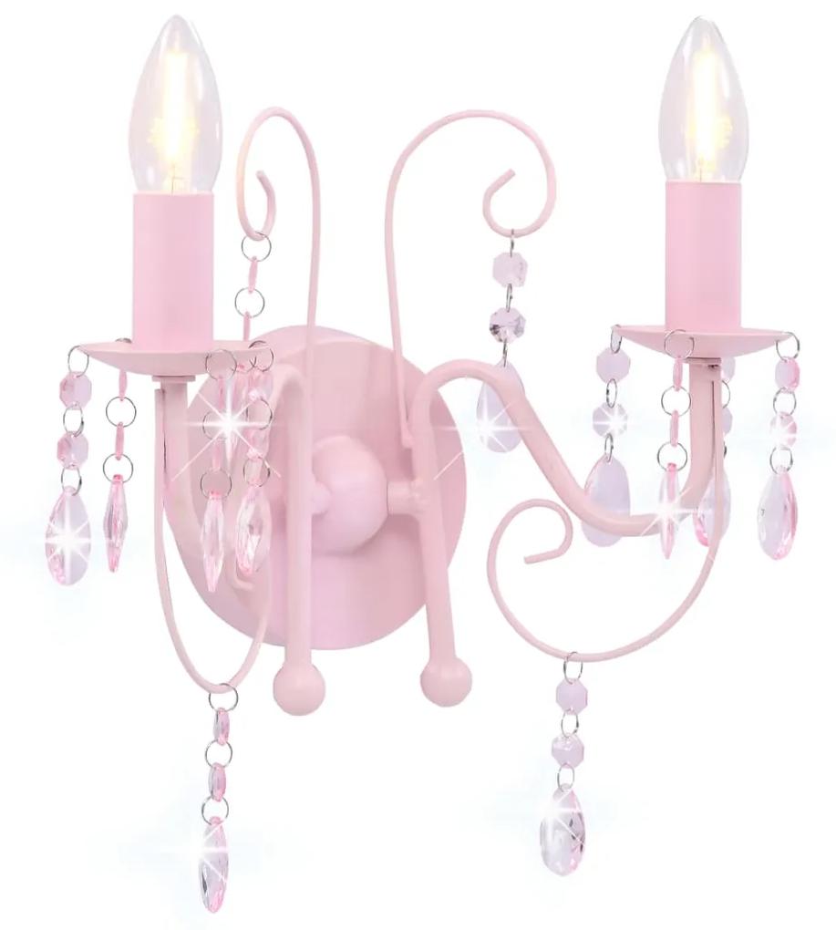 vidaXL rózsaszín fali lámpa gyöngyökkel 2 x E14