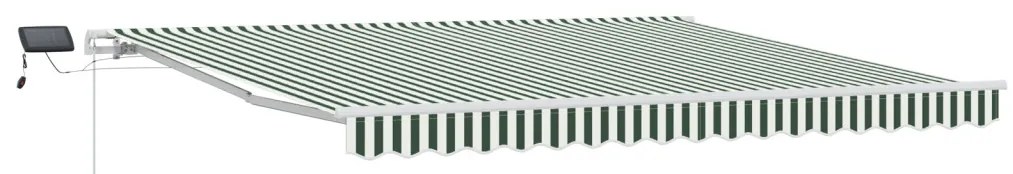 Manuális behúzható napellenző LED-del, zöld és fehér, 400x300 cm