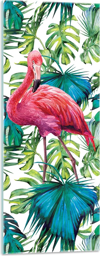 Üvegfestmény üveg levelek flamingó 3D 125x50