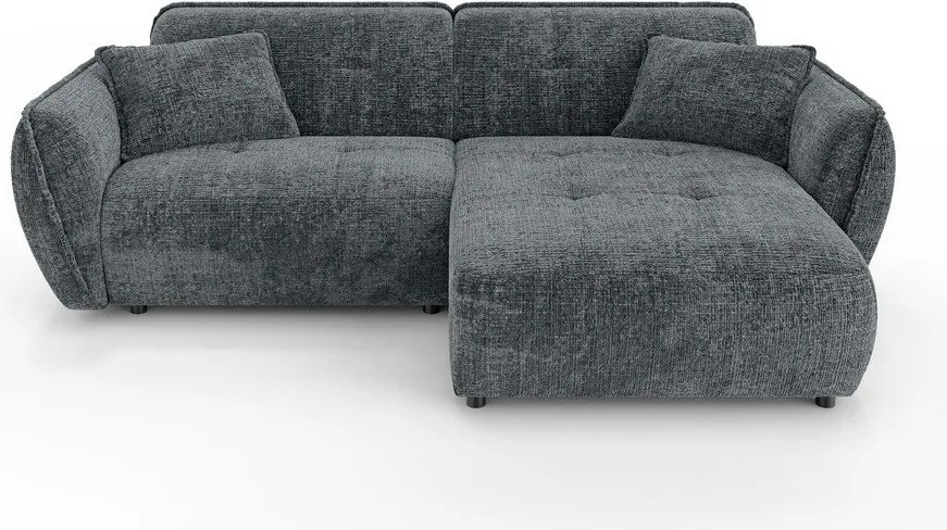Sötétszürke zsenília sarokkanapé (jobb oldali-heverő résszel) Nelia – Ropez