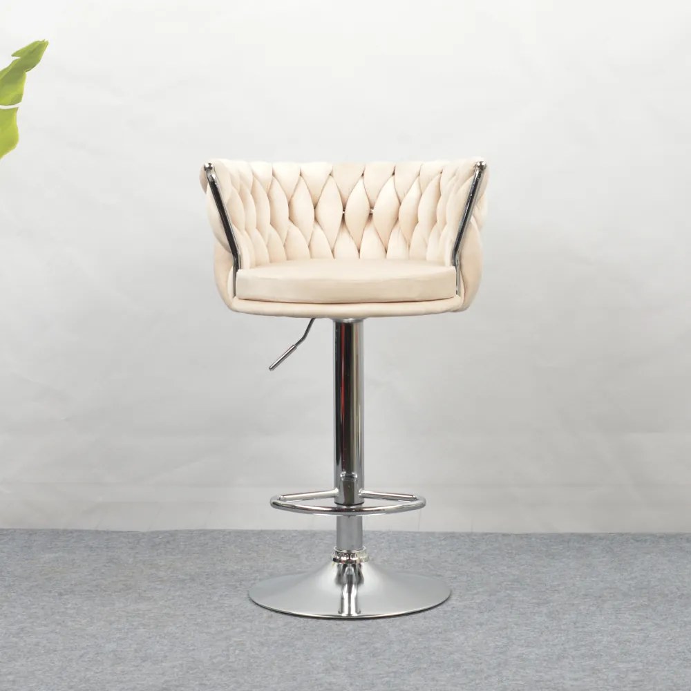 Design bárszék, bézs Velvet szövet/króm, BRIN