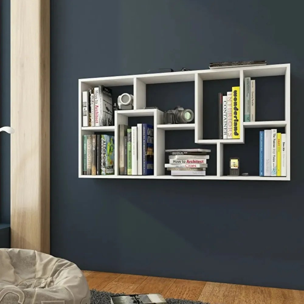 Polcos tároló könyvespolc 120x20x60cm fehér KH15-2