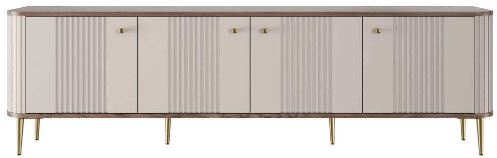 Vesper 4D TV szekrény 187 cm - kasmír / dió / arany lábak