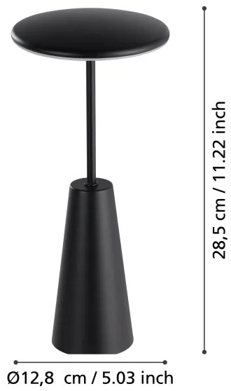 Eglo 900925 - LED Dimmelhető kültéri lámpa PICCOLA 2,8W/5V 5200mAh IP54 fekete