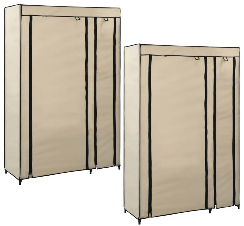 2 db krémszínű összecsukható szövet ruhásszekrény 110x45x175 cm