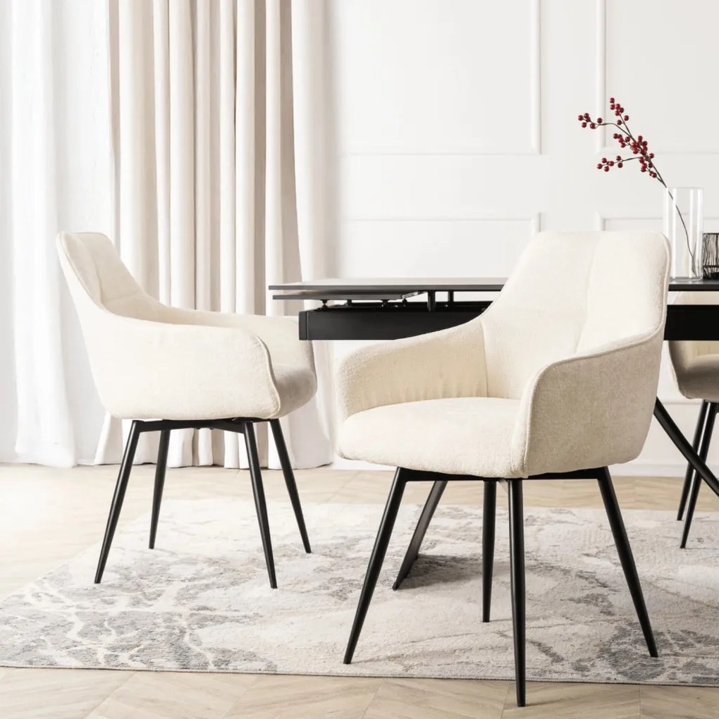 LARISA forgó étkezőszék krém bouclé