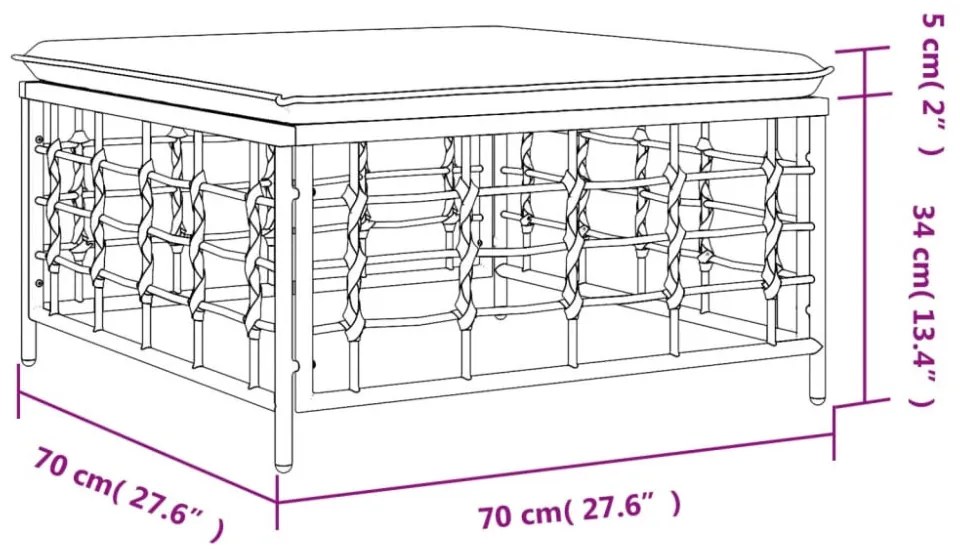polyrattan kerti lábtartó bézs párnával