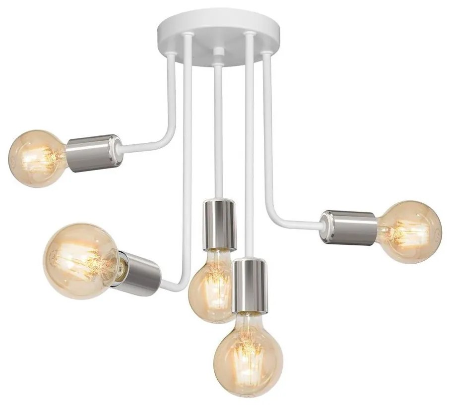 Csillár rúdon CANDELA 5xE27/15W/230V fehér