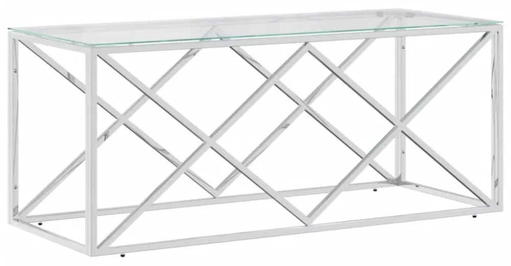 üveg és rozsdamentes acél dohányzóasztal 110x45x45 cm