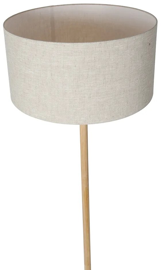 Rusztikus állólámpa fa, világosbarna árnyékolóval - Mels