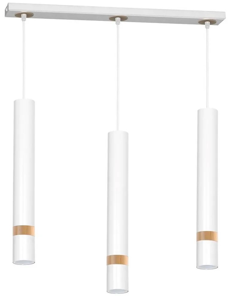 Csillár zsinóron JOKER WHITE WOOD 3xGU10/8W/230V