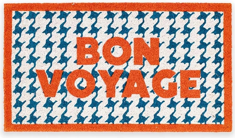 Bon Voyage kézzel festett kókusz bejárati szőnyeg 70 x 40 cm