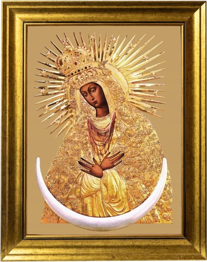 Mária-hegyi Szűzanya Szakrális Kép Arany Díszített Keretben 30X40