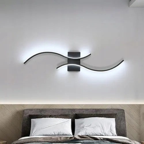 Fali Lámpa Fekete Lineáris Fali Led Modern Nappali Távirányítóval 80CM