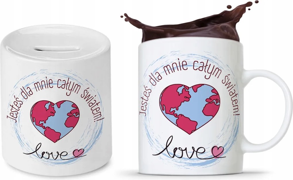 Valentin Napi Szett Lányoknak Bögre Persely nyomott mintával, fényképpel