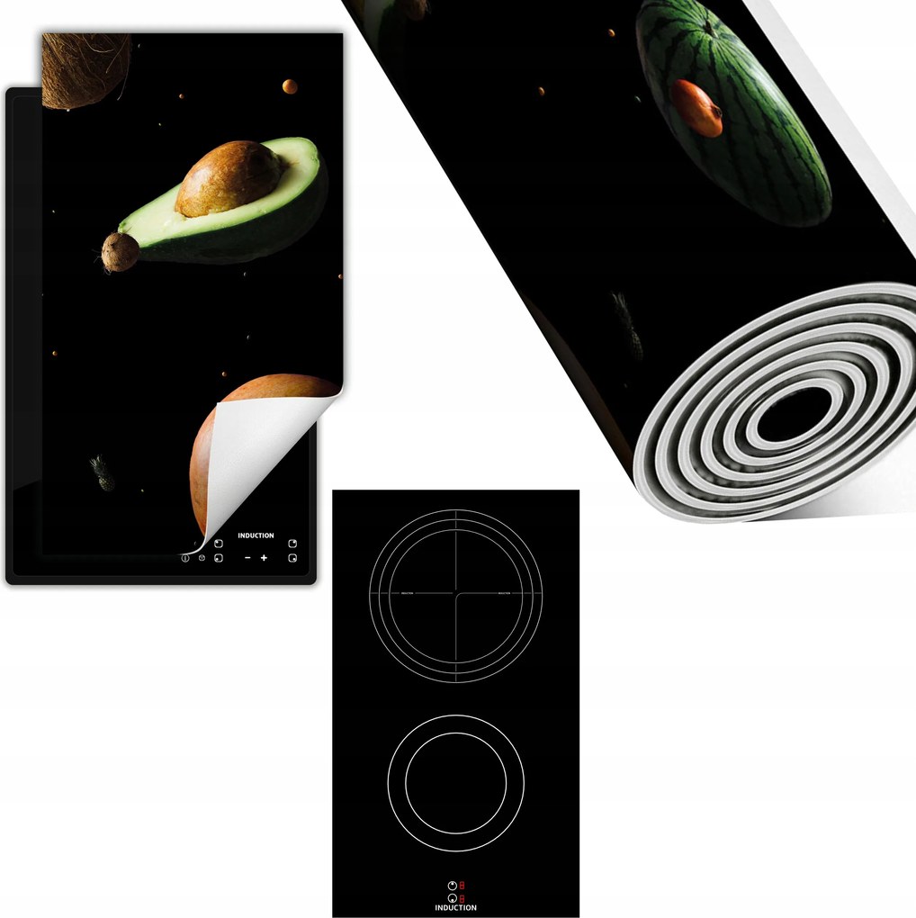 Indukciós Védőszőnyeg Konyhapult 30x52 fekete gyümölcs