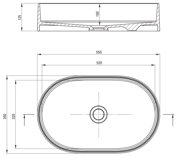 Deante CQS_NU6S - SILIA pultba építhető mosdó 35x55 cm gránit/fekete