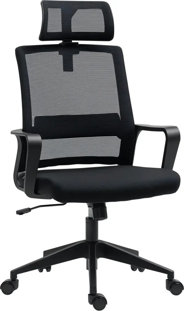 HOMCOM Ergonomikus irodai szék, forgószék, hálószövet fekete