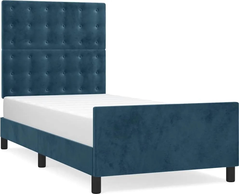 vidaXL sötétkék bársony ágykeret matrac nélkül 80 x 200 cm
