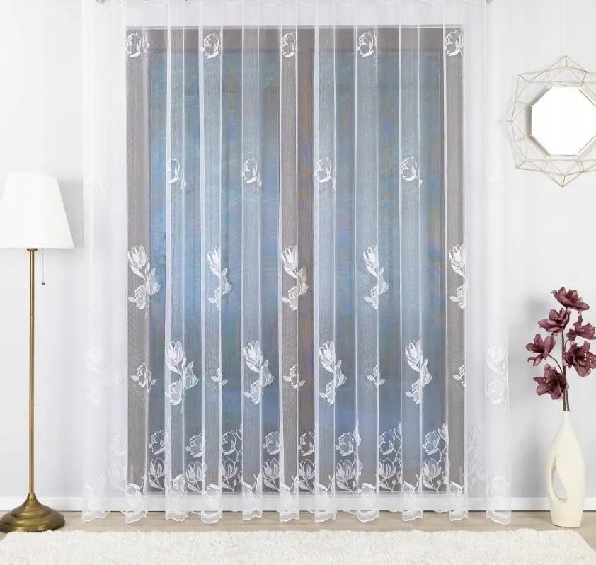 Jacquard Függöny Nappaliba Nagy Virágok 550x140