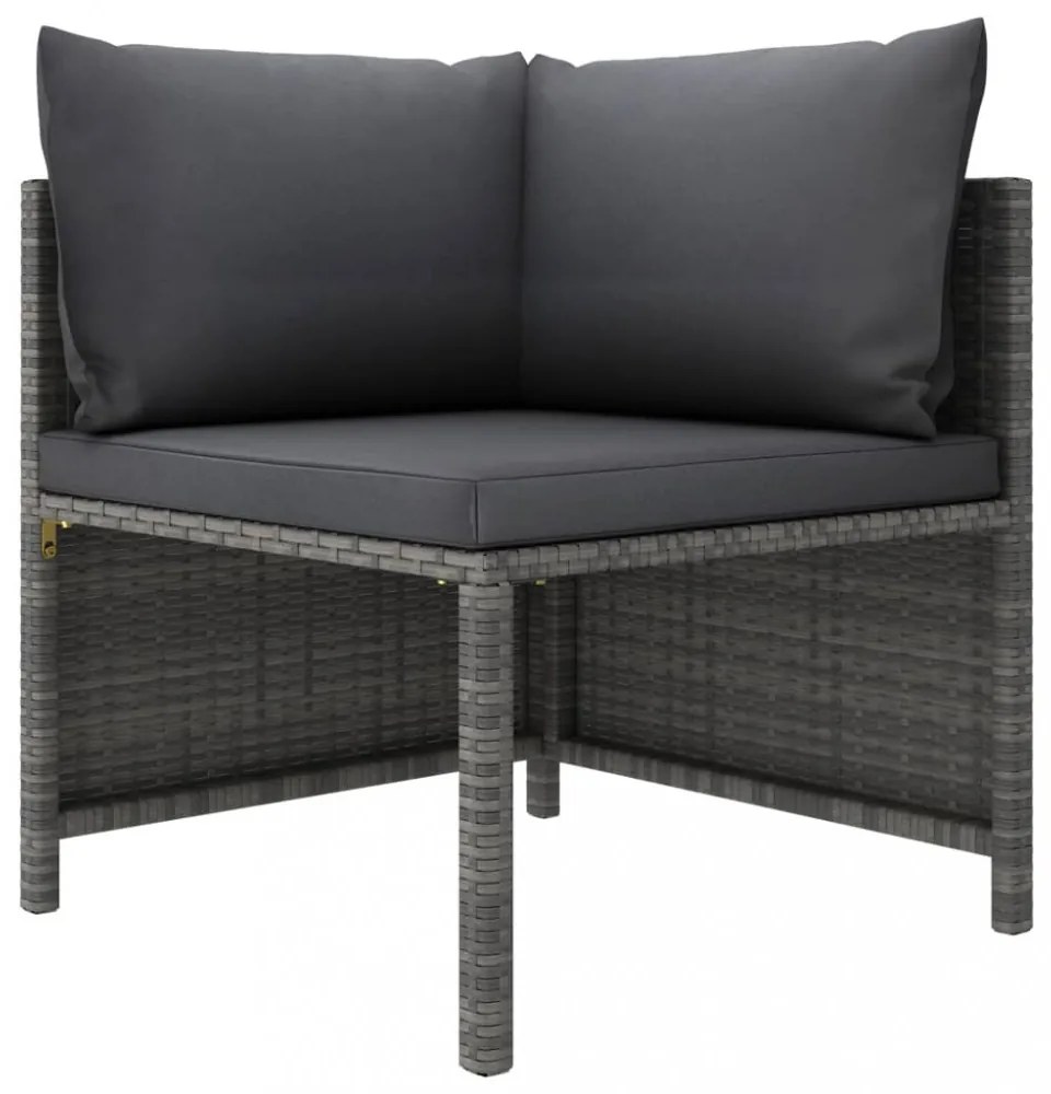 3 részes szürke polyrattan kerti bútorszett párnákkal