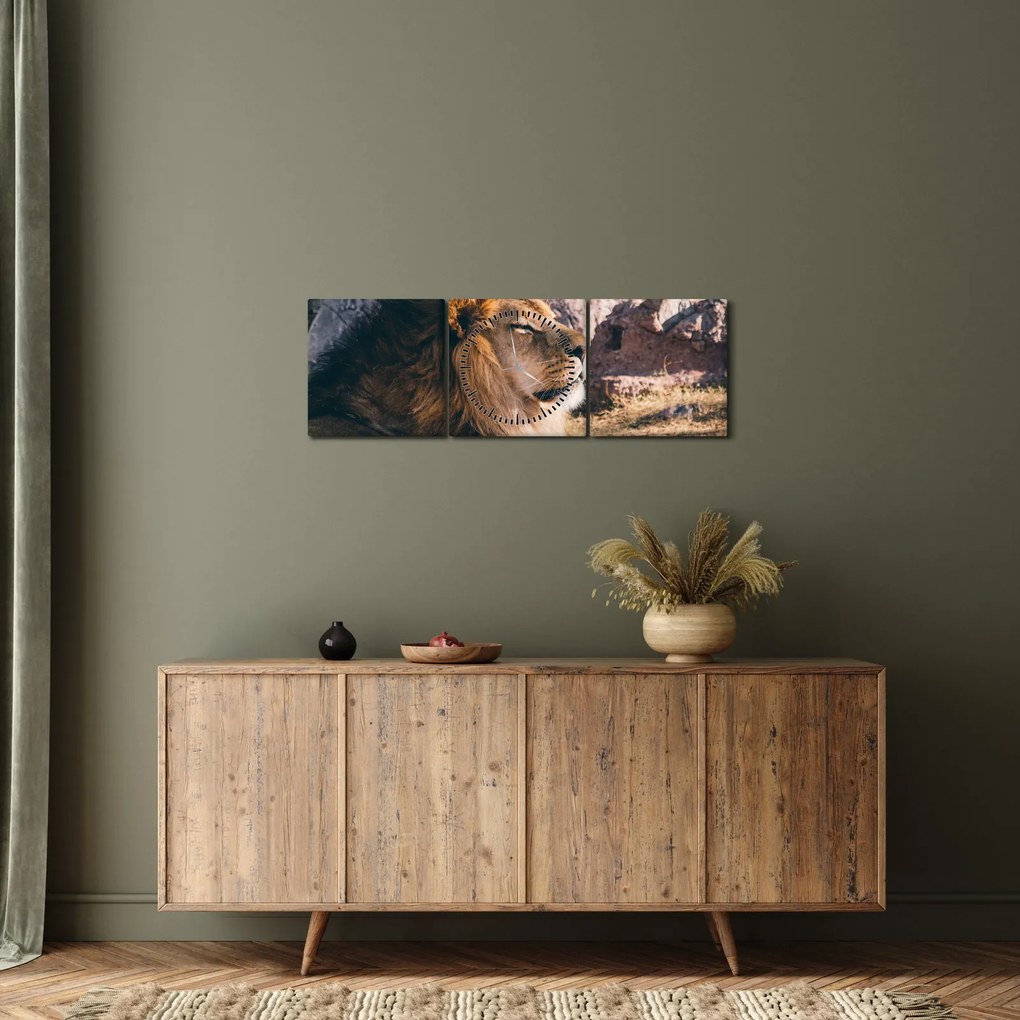 Egy fekvő oroszlán képe (órával) (90x30 cm)