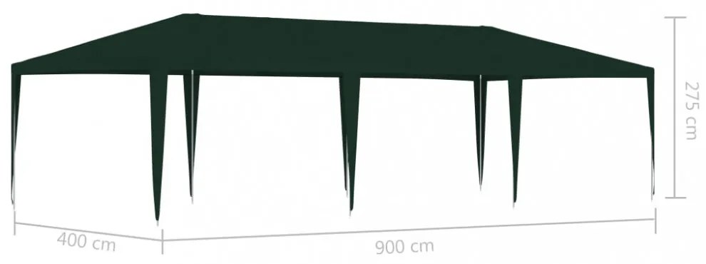 zöld rendezvénysátor 4 x 9 m 90 g/m²