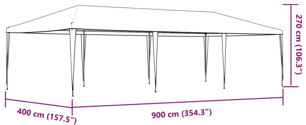kék rendezvénysátor 4 x 9 m