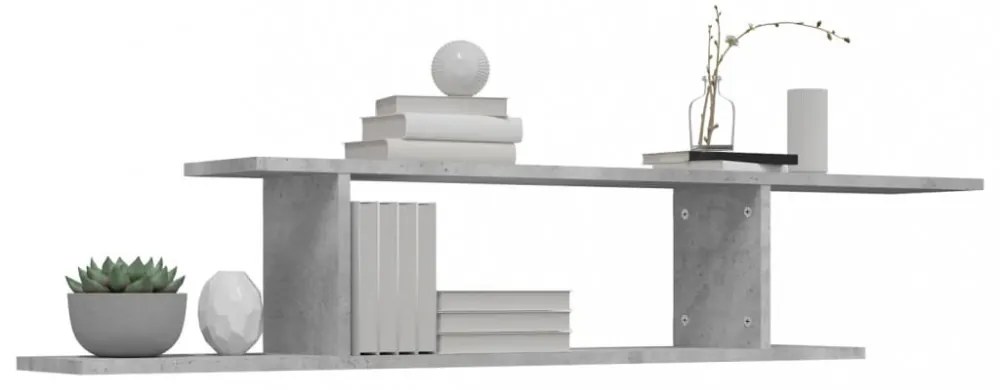 betonszürke szerelt fa falra szerelhető TV-polc 125x18x23 cm
