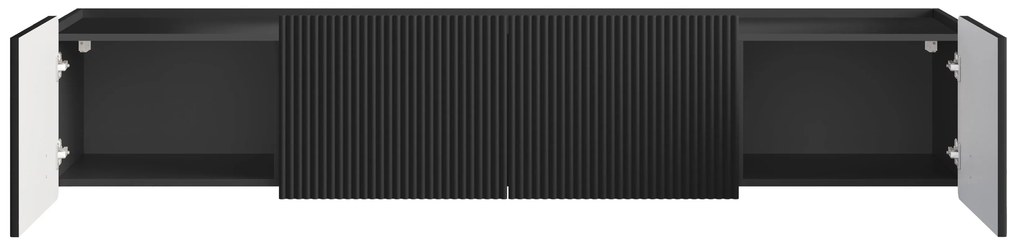 Malmi fali TV-szekrény 200 cm - matt fekete / fekete